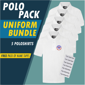 Bundle package of 5 poloshirts - Free pack of name tapes